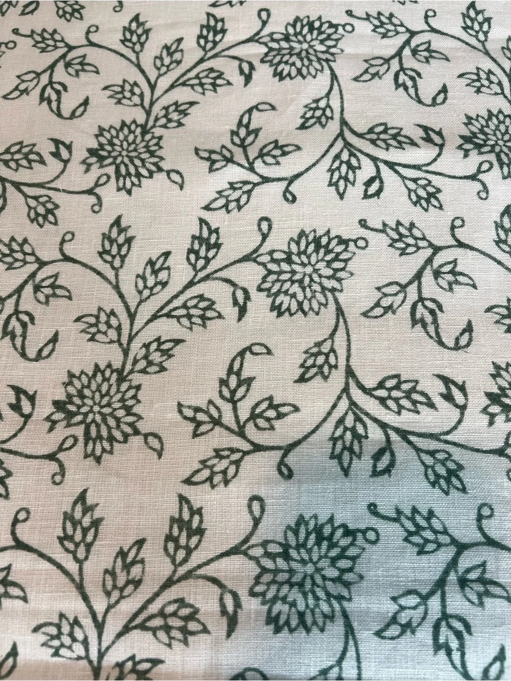 Williams Sonoma Cream and Green Botanical Textile Accent